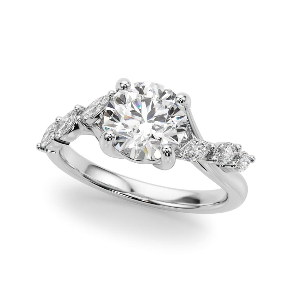 Marquise Accented Contemporary Engagement Ring — style 51265 in 10k White Gold