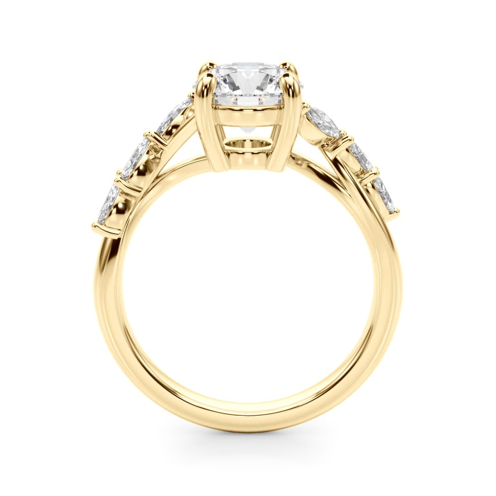 Marquise Accented Contemporary Engagement Ring, style 51265, Side view in yellow gold