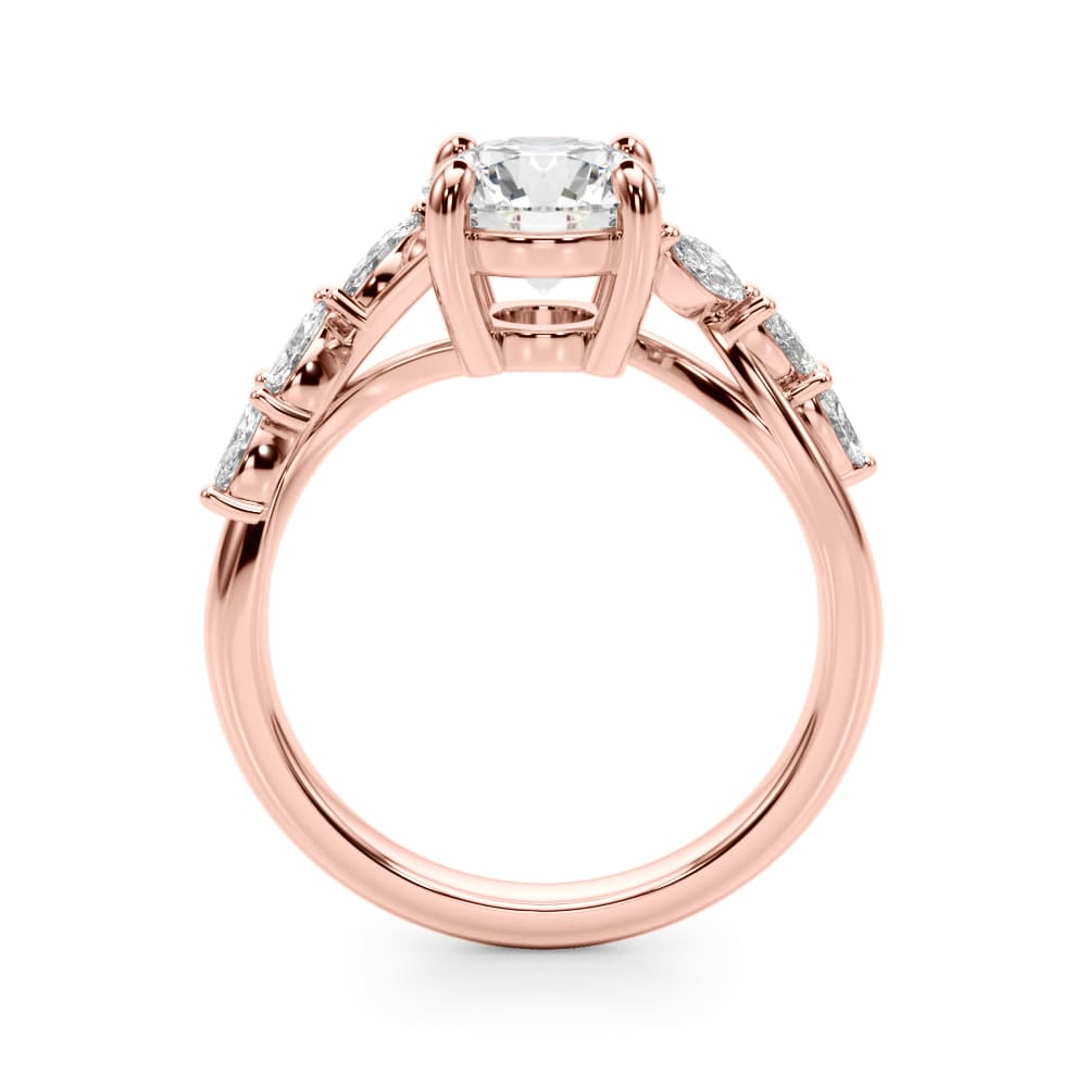 Marquise Accented Contemporary Engagement Ring, style 51265, Side view in rose gold