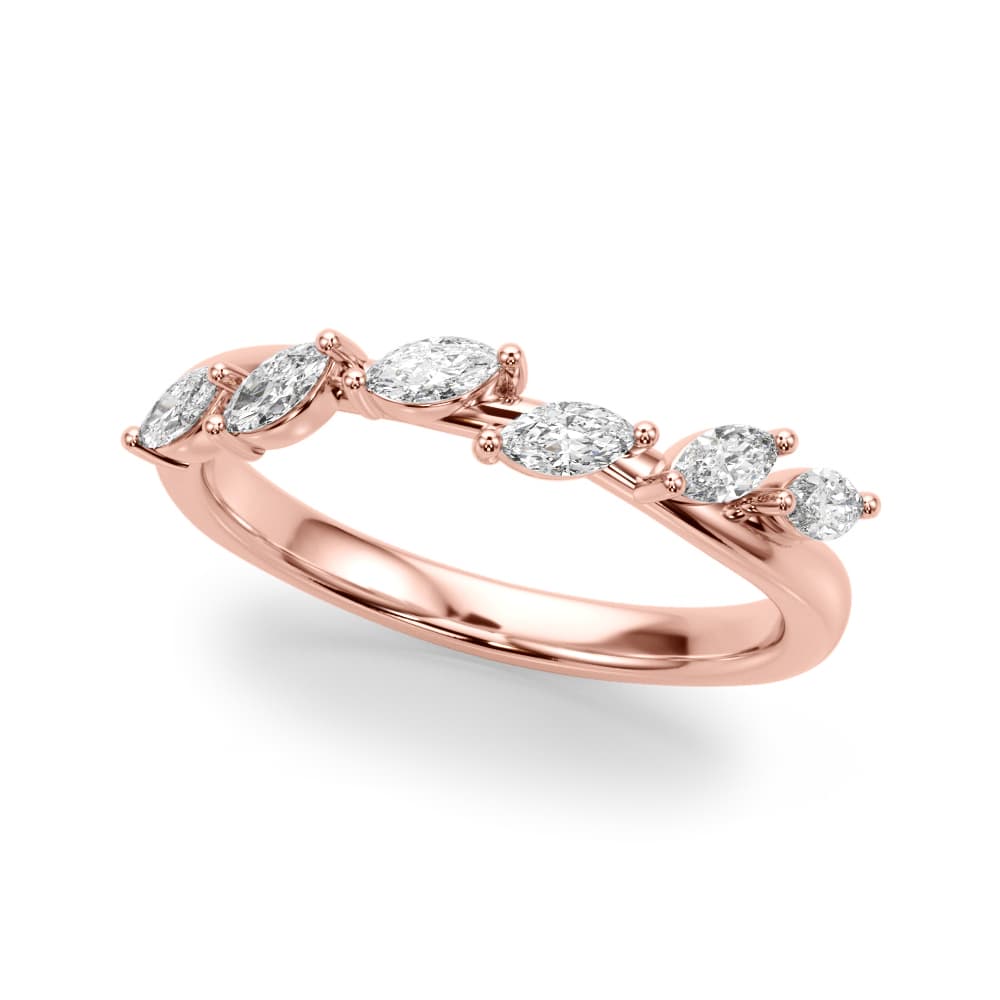 Marquise Wedding Band (0.42 ct. tw.), Front view in rose gold
