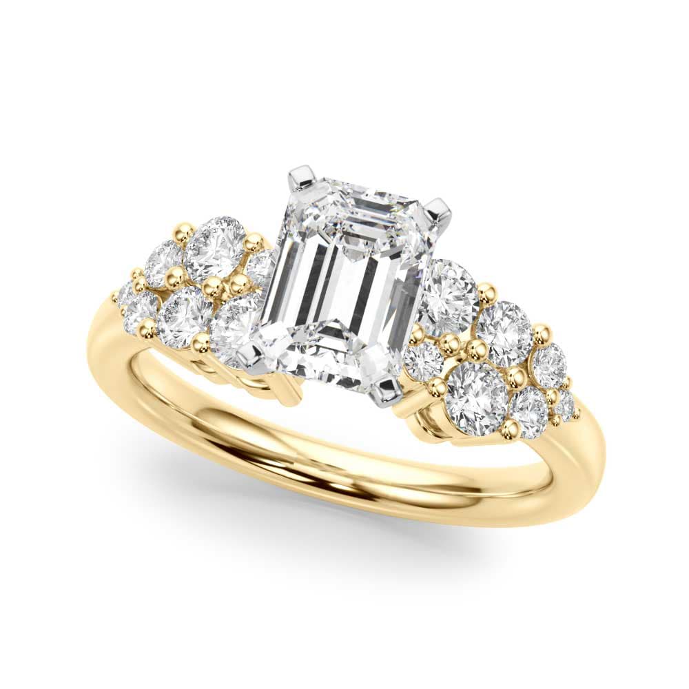 Cluster Engagement Ring, style 51266, Front view in yellow gold