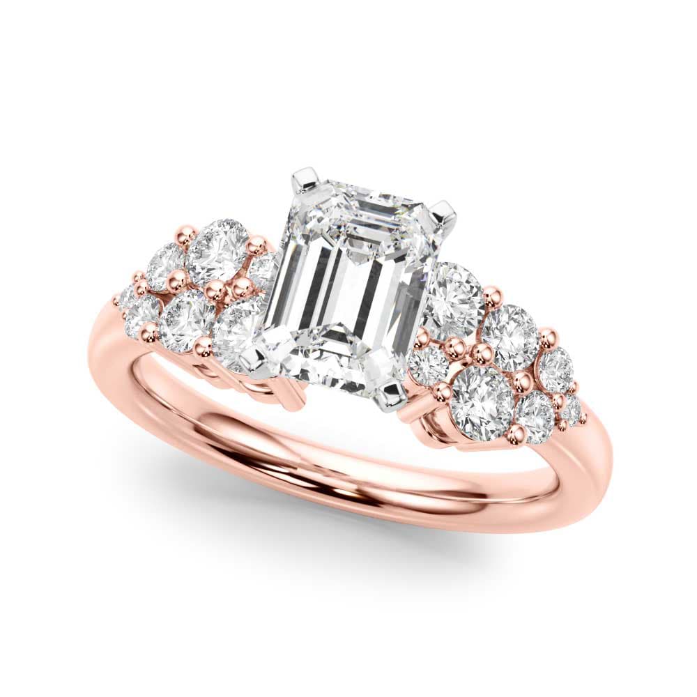 Cluster Engagement Ring, style 51266, Front view in rose gold