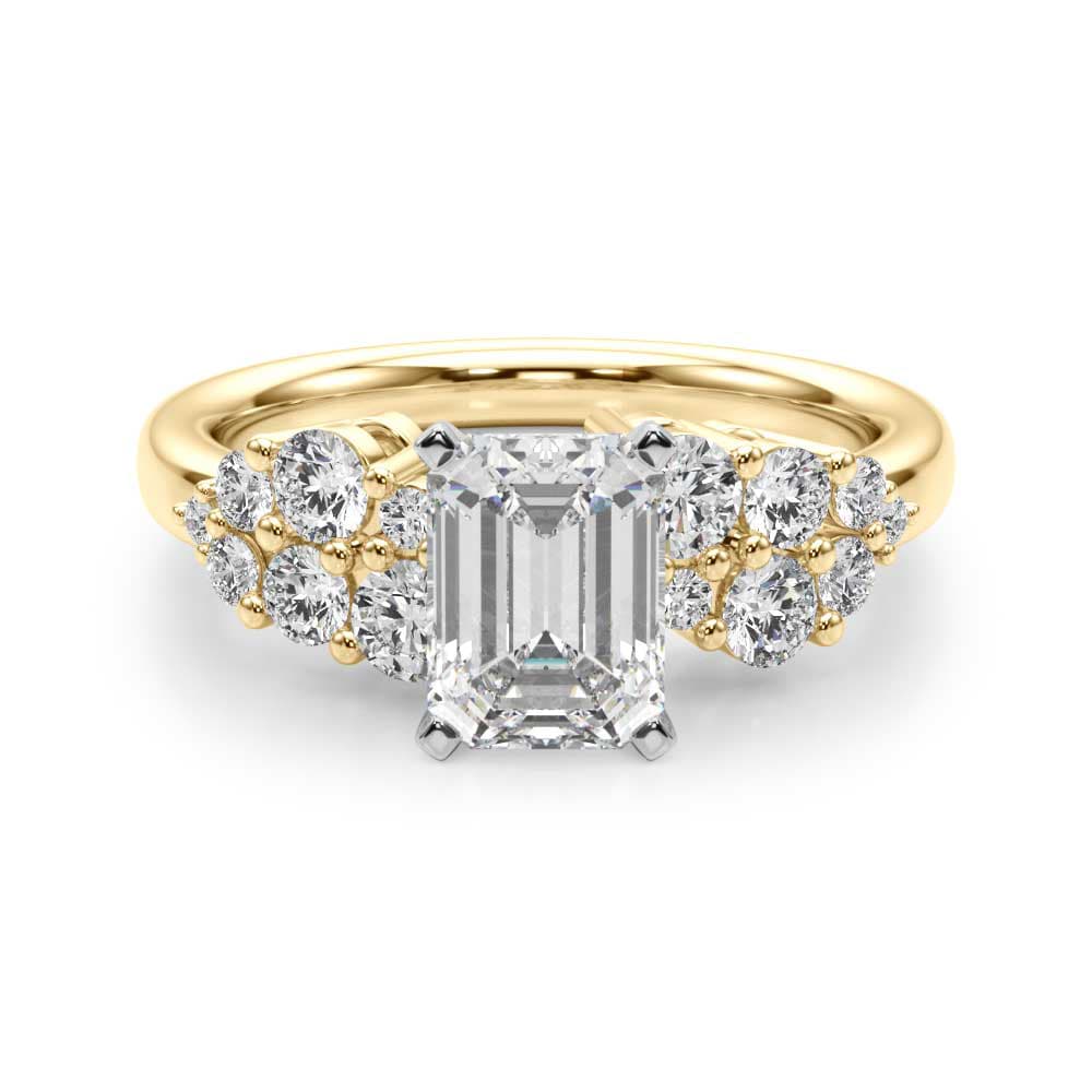 Cluster Engagement Ring, style 51266, Angle view in yellow gold