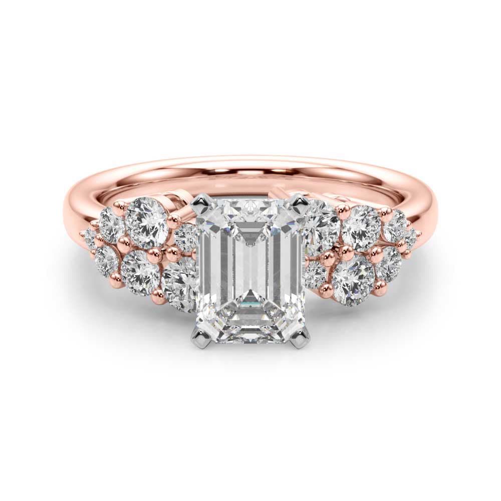 Cluster Engagement Ring, style 51266, Angle view in rose gold