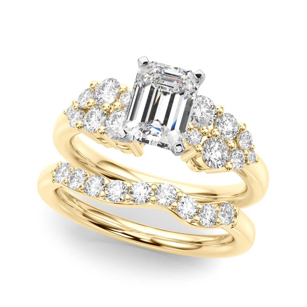 Cluster Engagement Ring, style 51266, On hand view in yellow gold