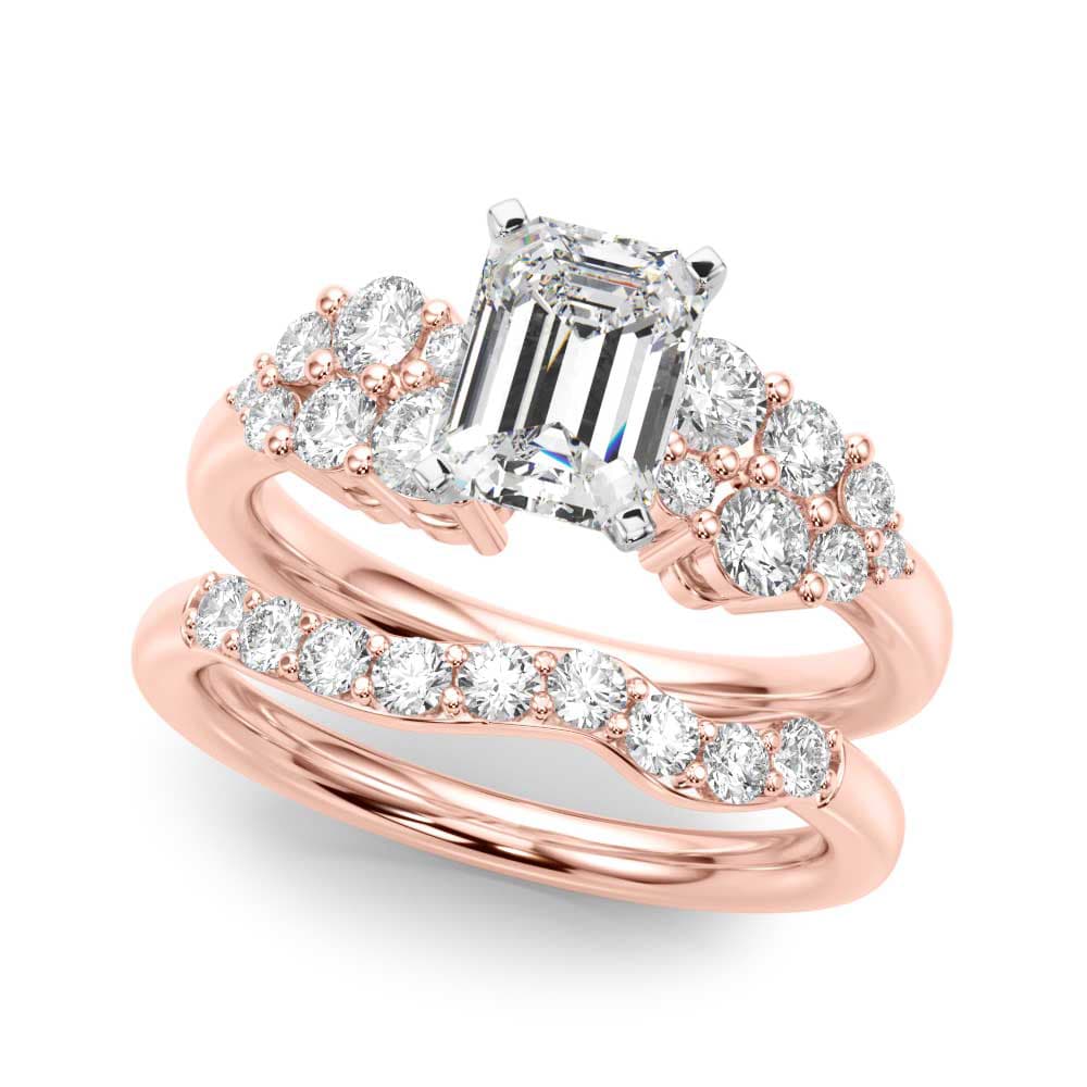 Cluster Engagement Ring, style 51266, On hand view in rose gold
