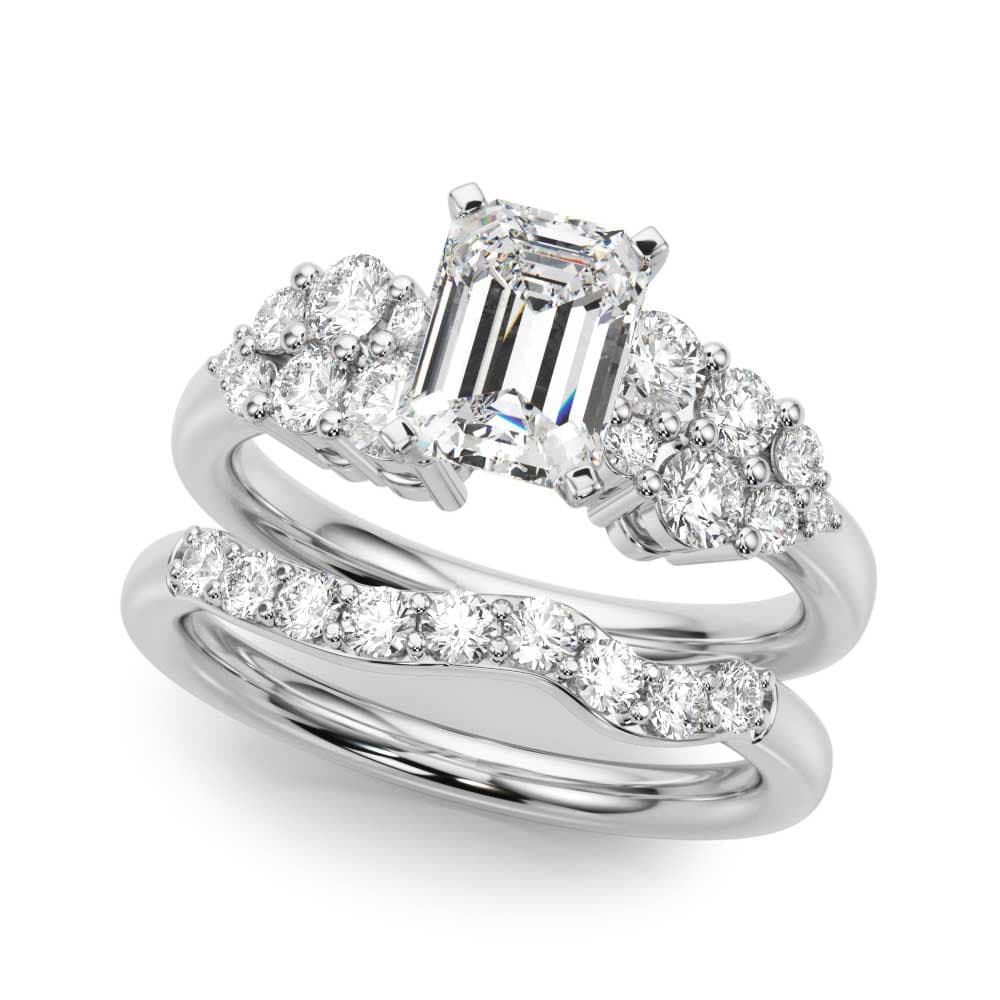 Cluster Engagement Ring, style 51266, On hand view in white gold or platinum