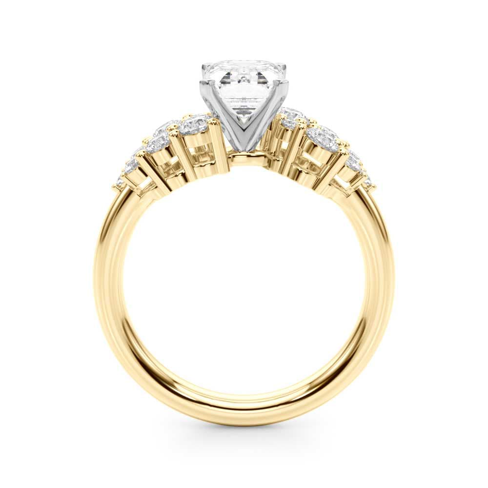 Cluster Engagement Ring, style 51266, Side view in yellow gold