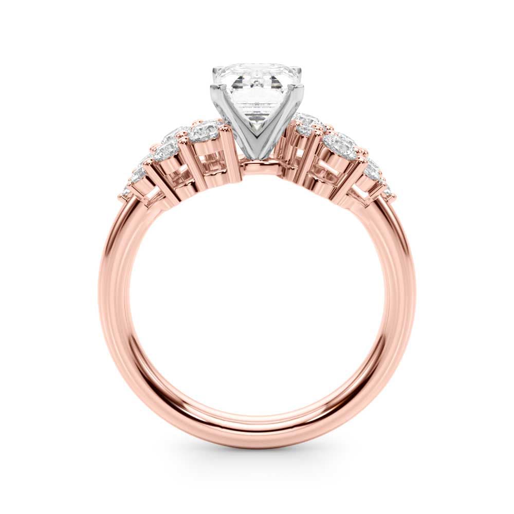 Cluster Engagement Ring, style 51266, Side view in rose gold