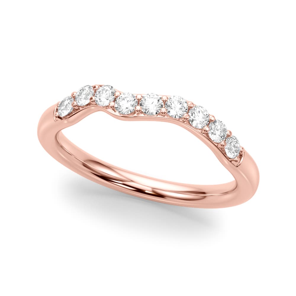 Curved Diamond Wedding Band (0.27 ct. tw.), Front view in rose gold
