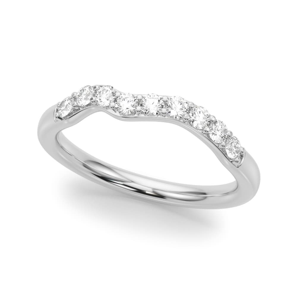 Curved Diamond Wedding Band — View 1