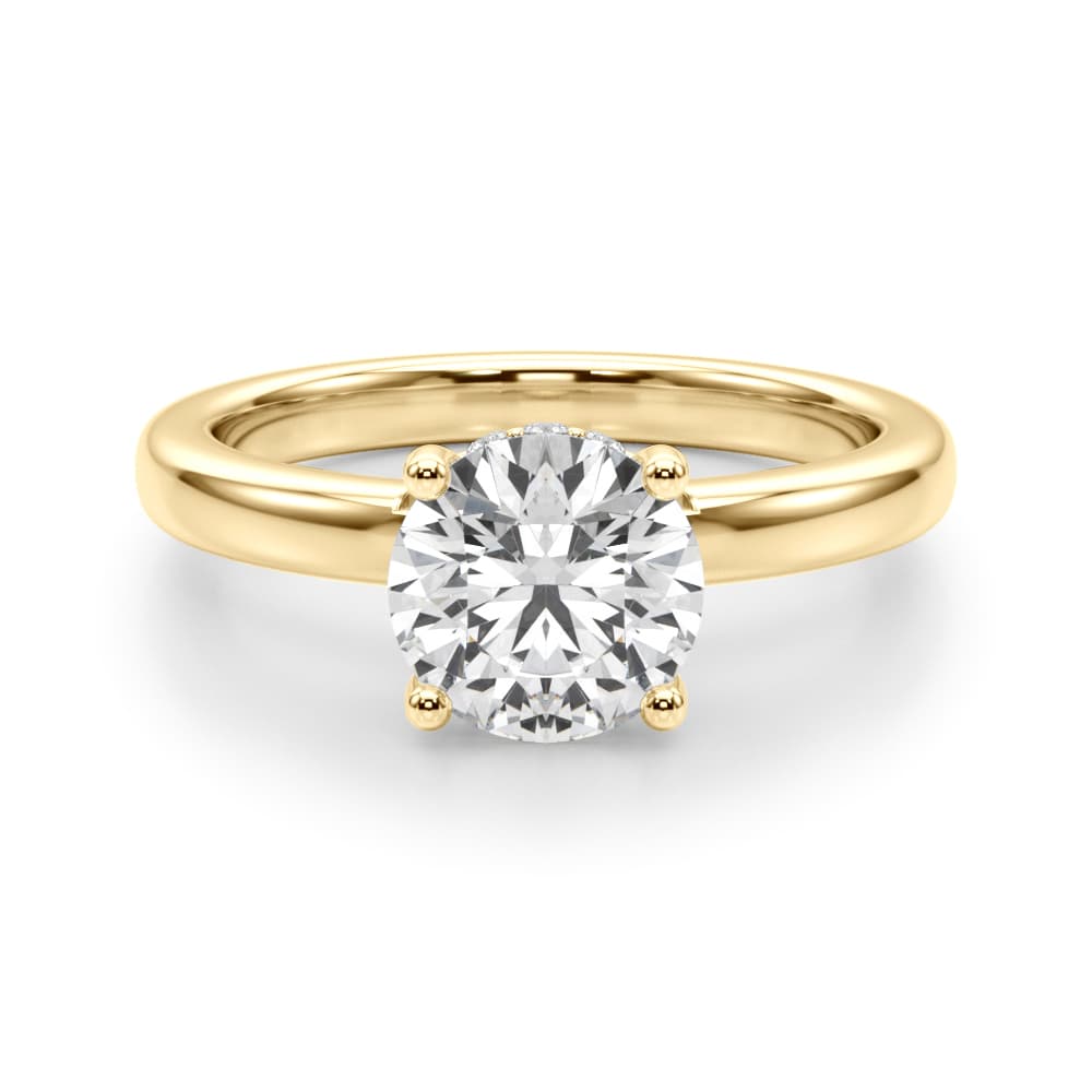 Contemporary Solitaire Engagement Ring, style 51267, Angle view in yellow gold