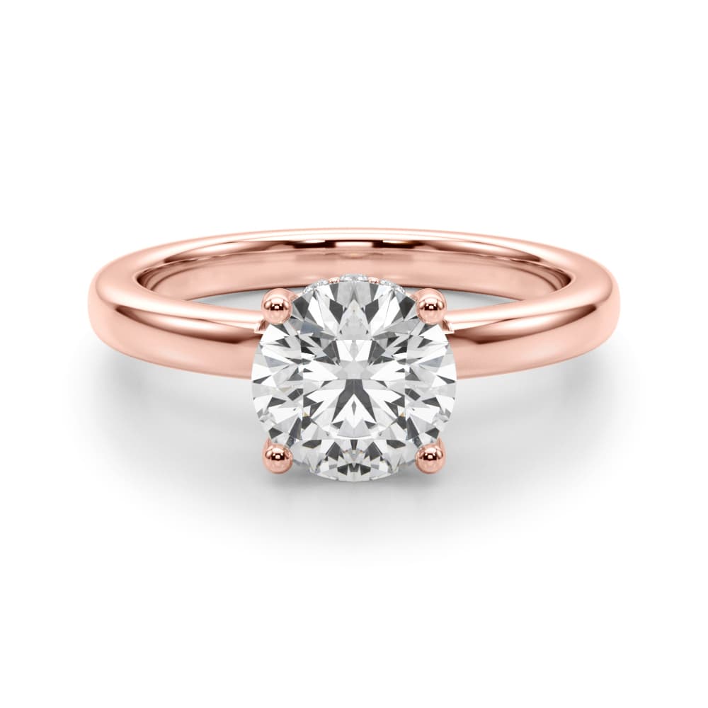 Contemporary Solitaire Engagement Ring, style 51267, Angle view in rose gold
