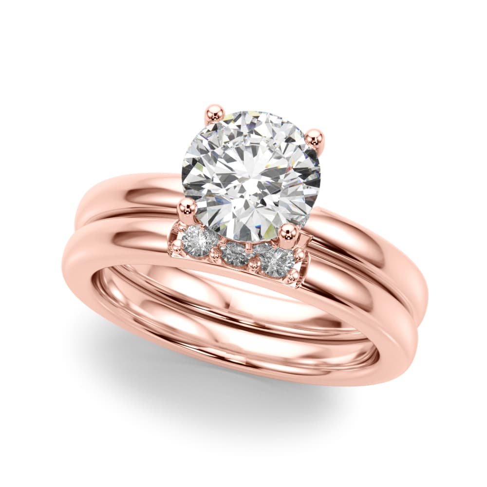 Contemporary Solitaire Engagement Ring, style 51267, On hand view in rose gold