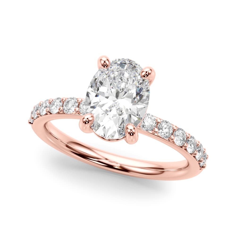 Single Row Oval Engagement Ring, style 51270, Front view in rose gold