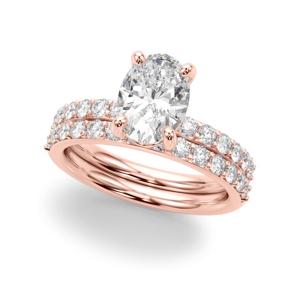 Single Row Oval Engagement Ring, style 51270, On hand view in rose gold