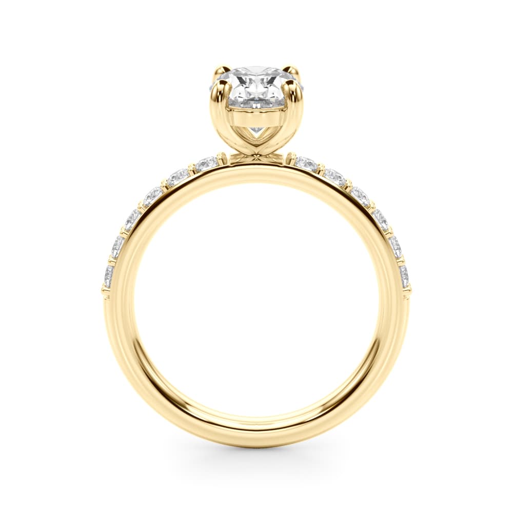 Single Row Oval Engagement Ring, style 51270, Side view in yellow gold