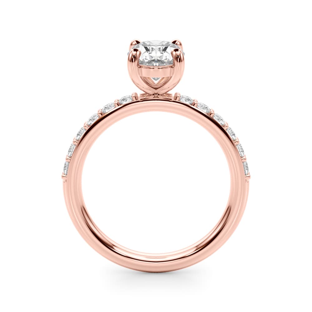 Single Row Oval Engagement Ring, style 51270, Side view in rose gold