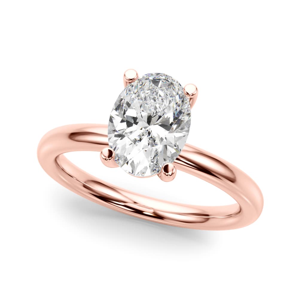 Solitaire Oval Engagement Ring, style 51271, Front view in rose gold