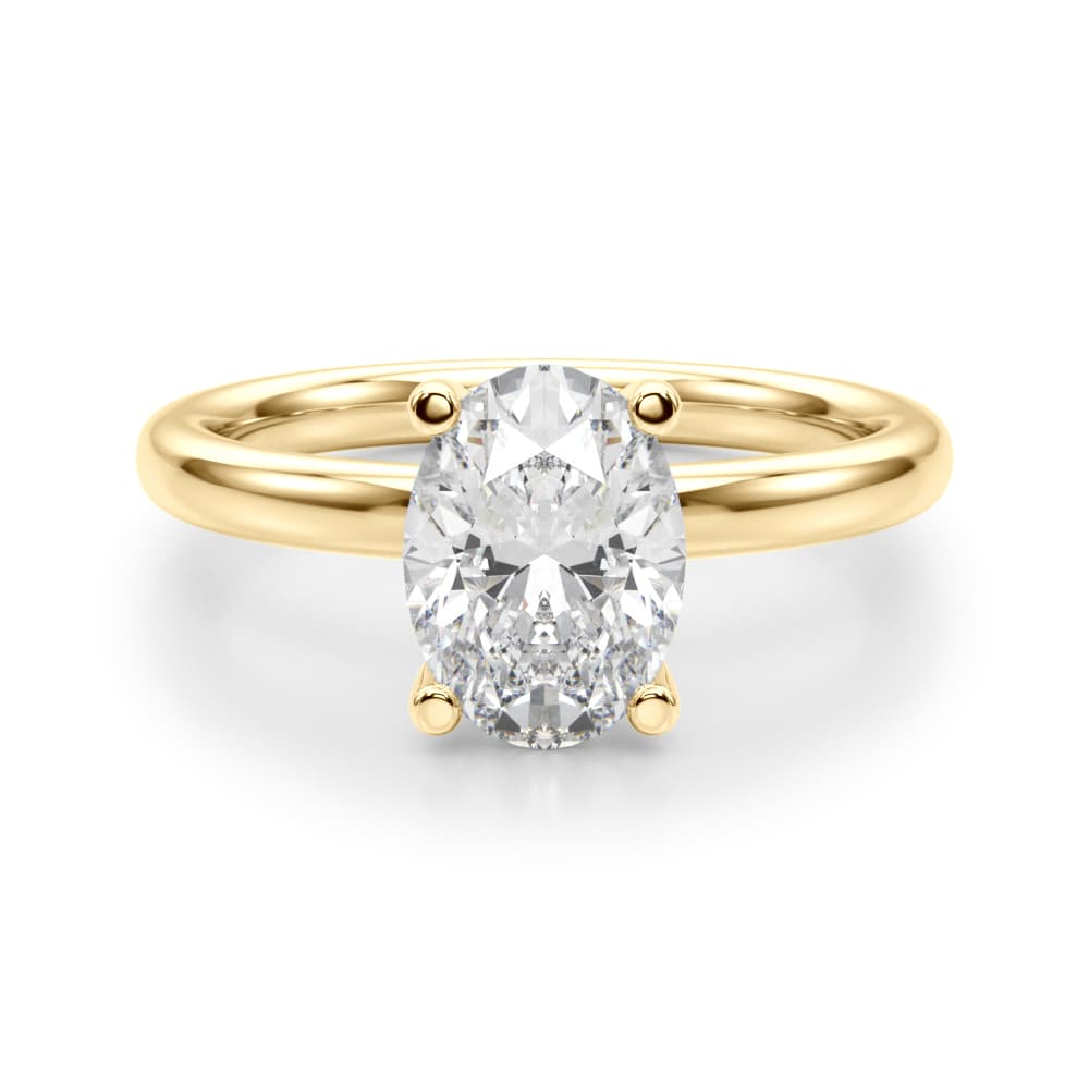 Solitaire Oval Engagement Ring, style 51271, Angle view in yellow gold