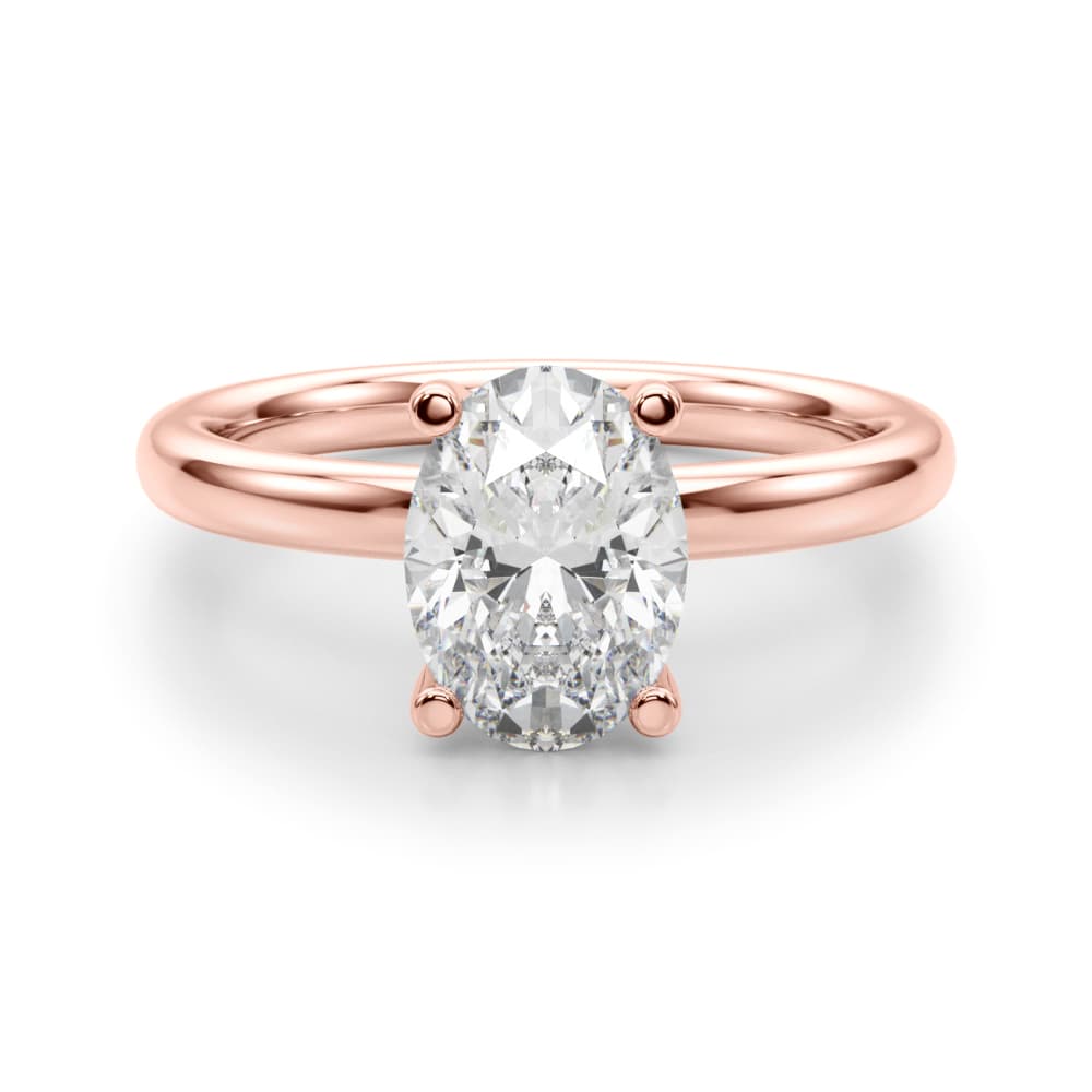 Solitaire Oval Engagement Ring, style 51271, Angle view in rose gold