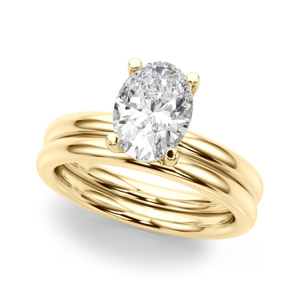Solitaire Oval Engagement Ring, style 51271, On hand view in yellow gold