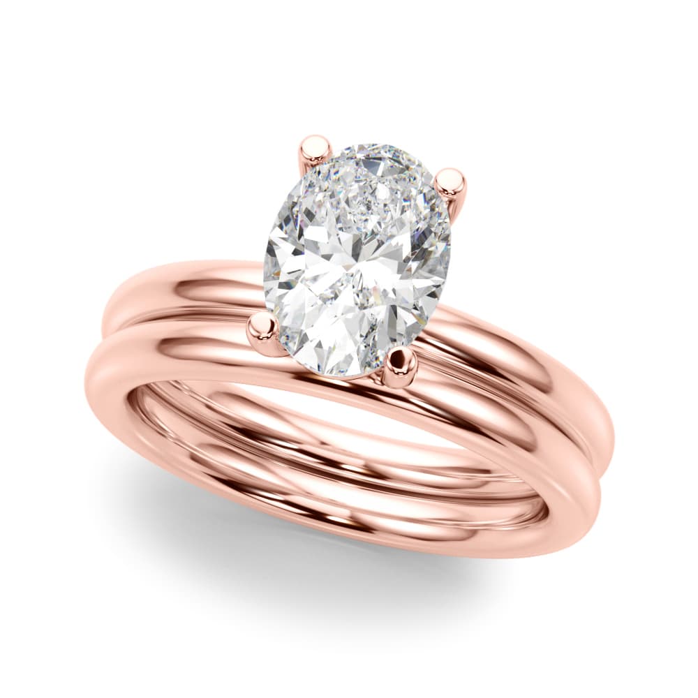 Solitaire Oval Engagement Ring, style 51271, On hand view in rose gold