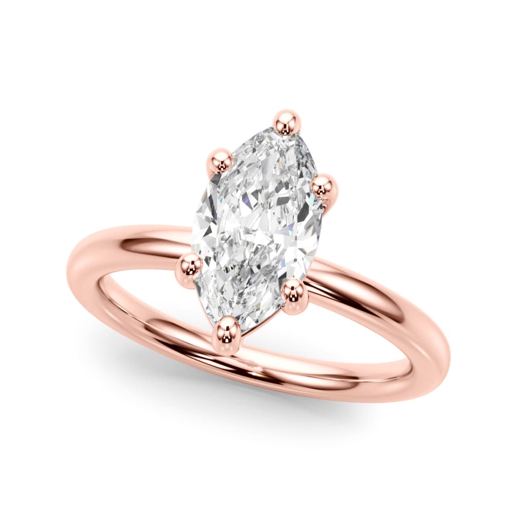 Solitaire Marquise Engagement Ring, style 51272, Front view in rose gold
