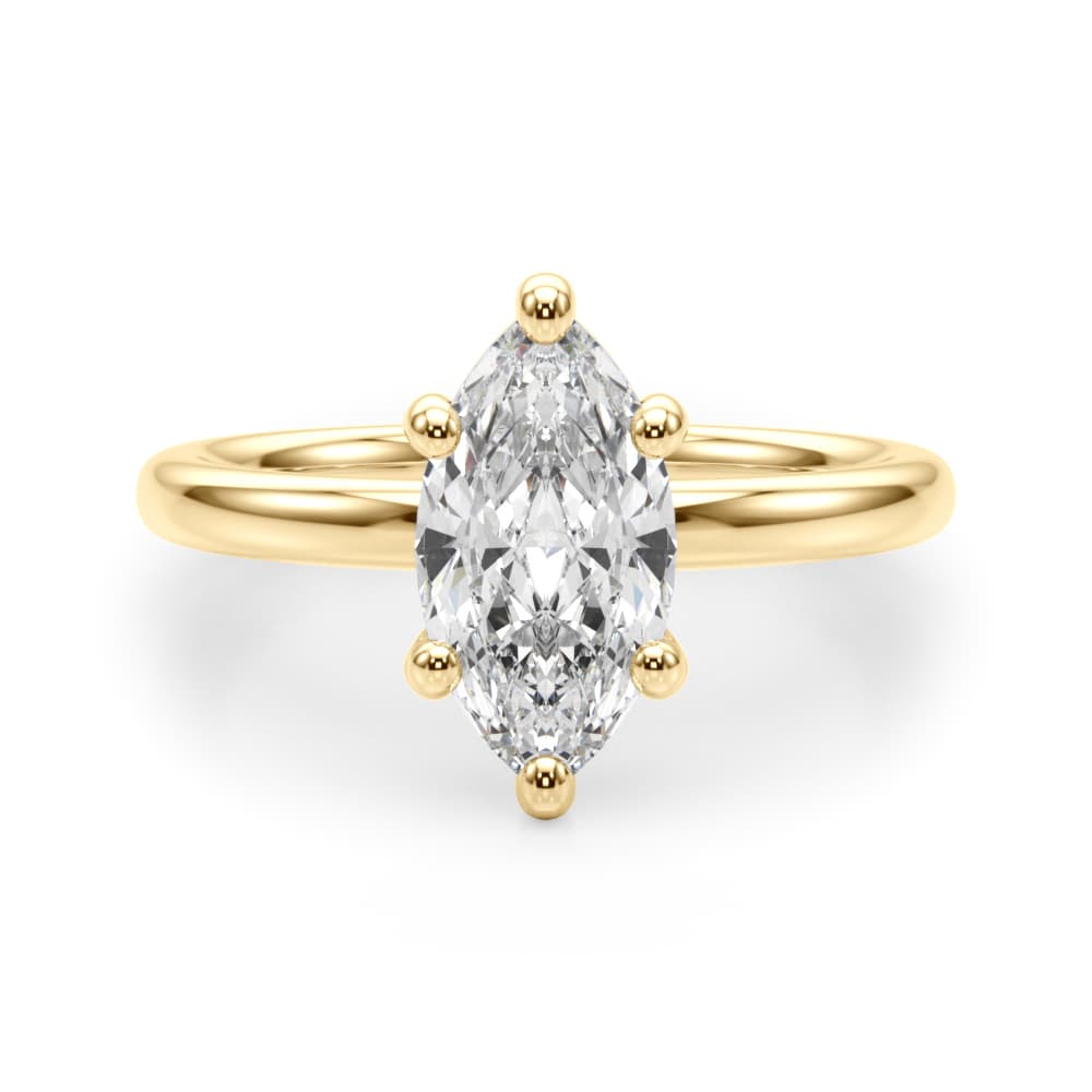 Solitaire Marquise Engagement Ring, style 51272, Angle view in yellow gold