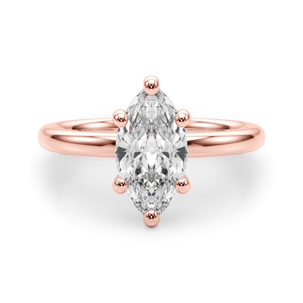 Solitaire Marquise Engagement Ring, style 51272, Angle view in rose gold