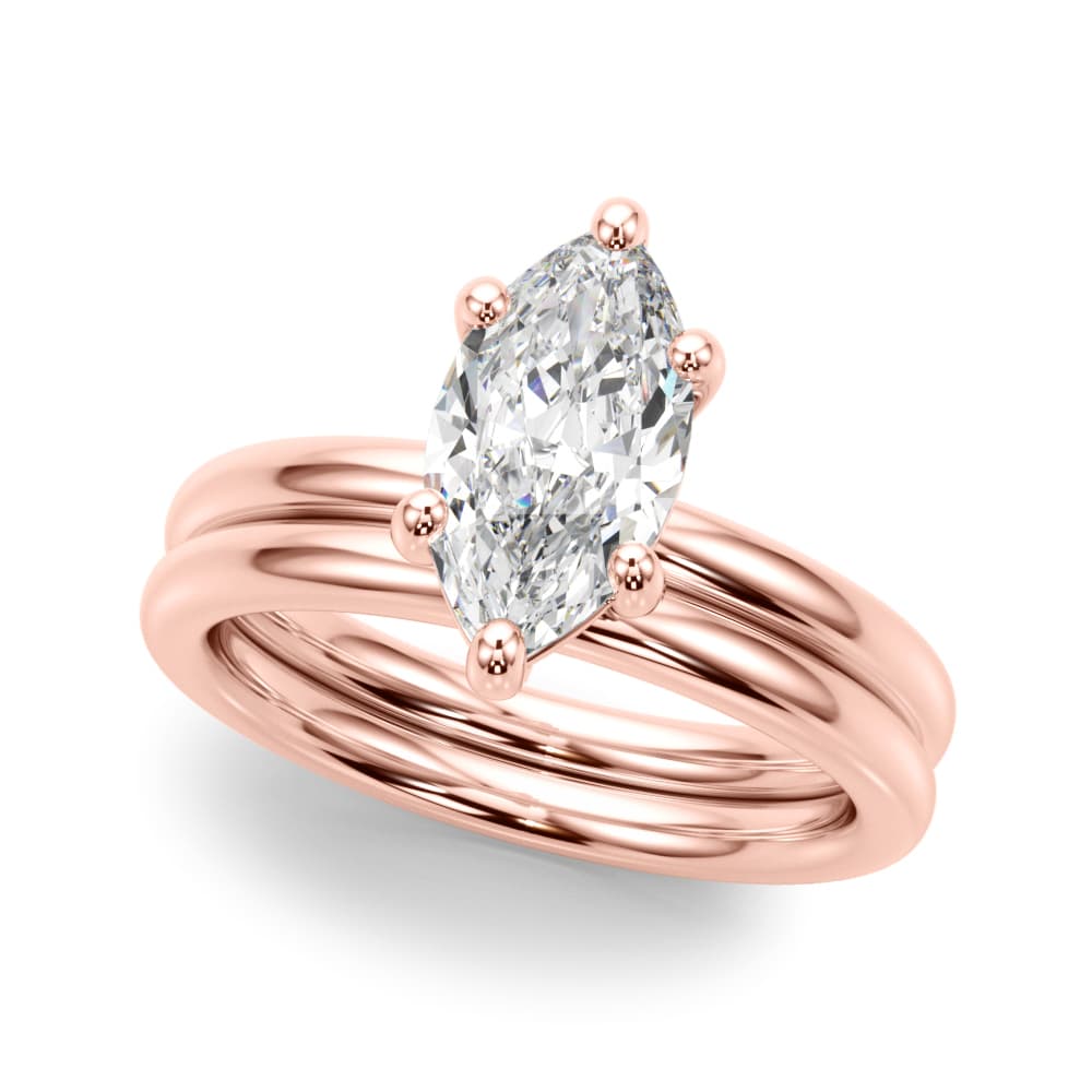 Solitaire Marquise Engagement Ring, style 51272, On hand view in rose gold