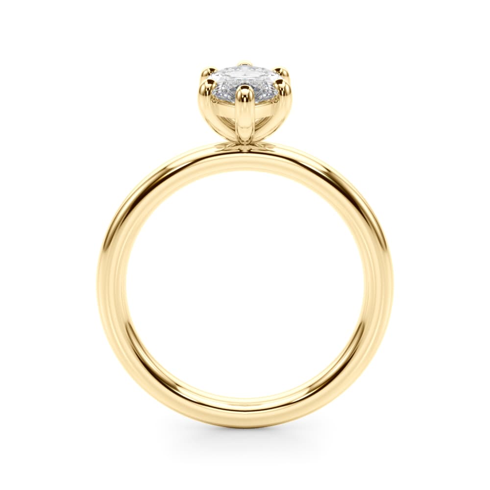 Solitaire Marquise Engagement Ring, style 51272, Side view in yellow gold