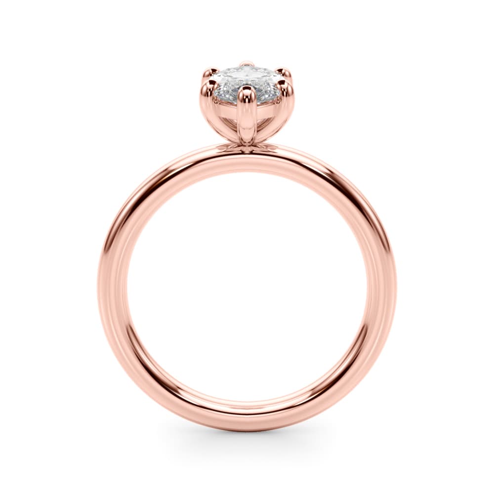 Solitaire Marquise Engagement Ring, style 51272, Side view in rose gold