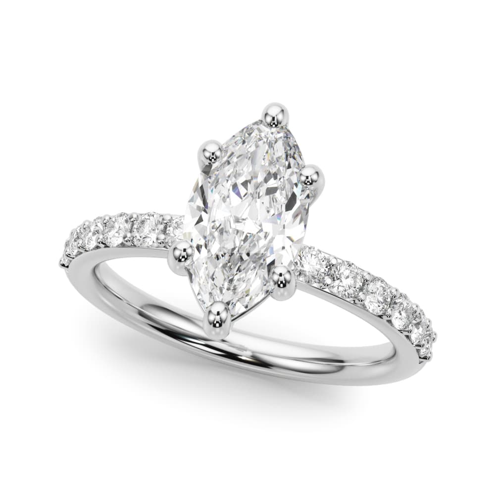 Single Row Marquise Engagement Ring — style 51273 in 10k White Gold