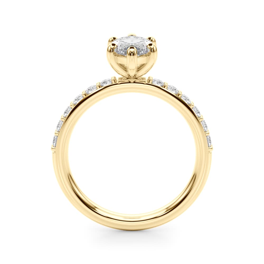 Single Row Marquise Engagement Ring, style 51273, Side view in yellow gold