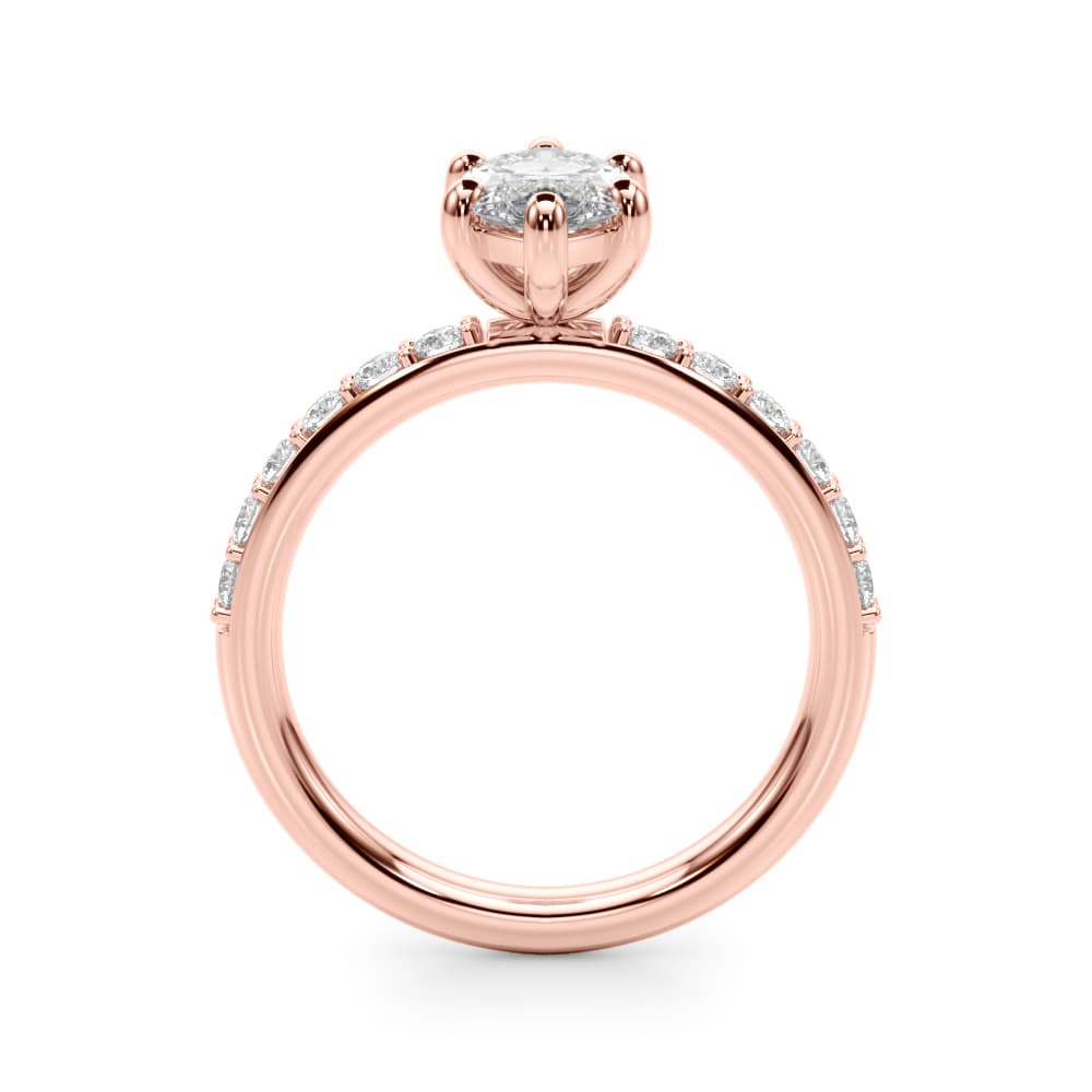 Single Row Marquise Engagement Ring, style 51273, Side view in rose gold
