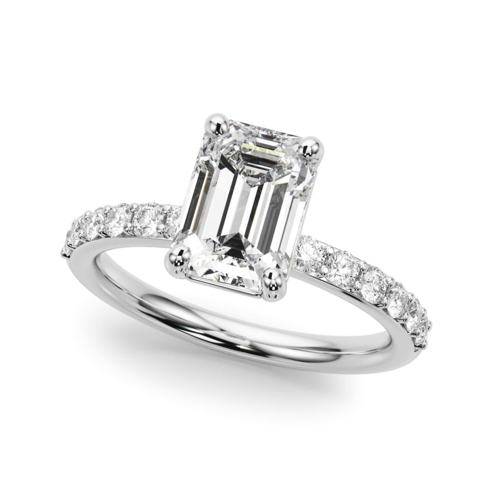 Single Row Emerald Cut Engagement Ring — style 51274 in 10k White Gold
