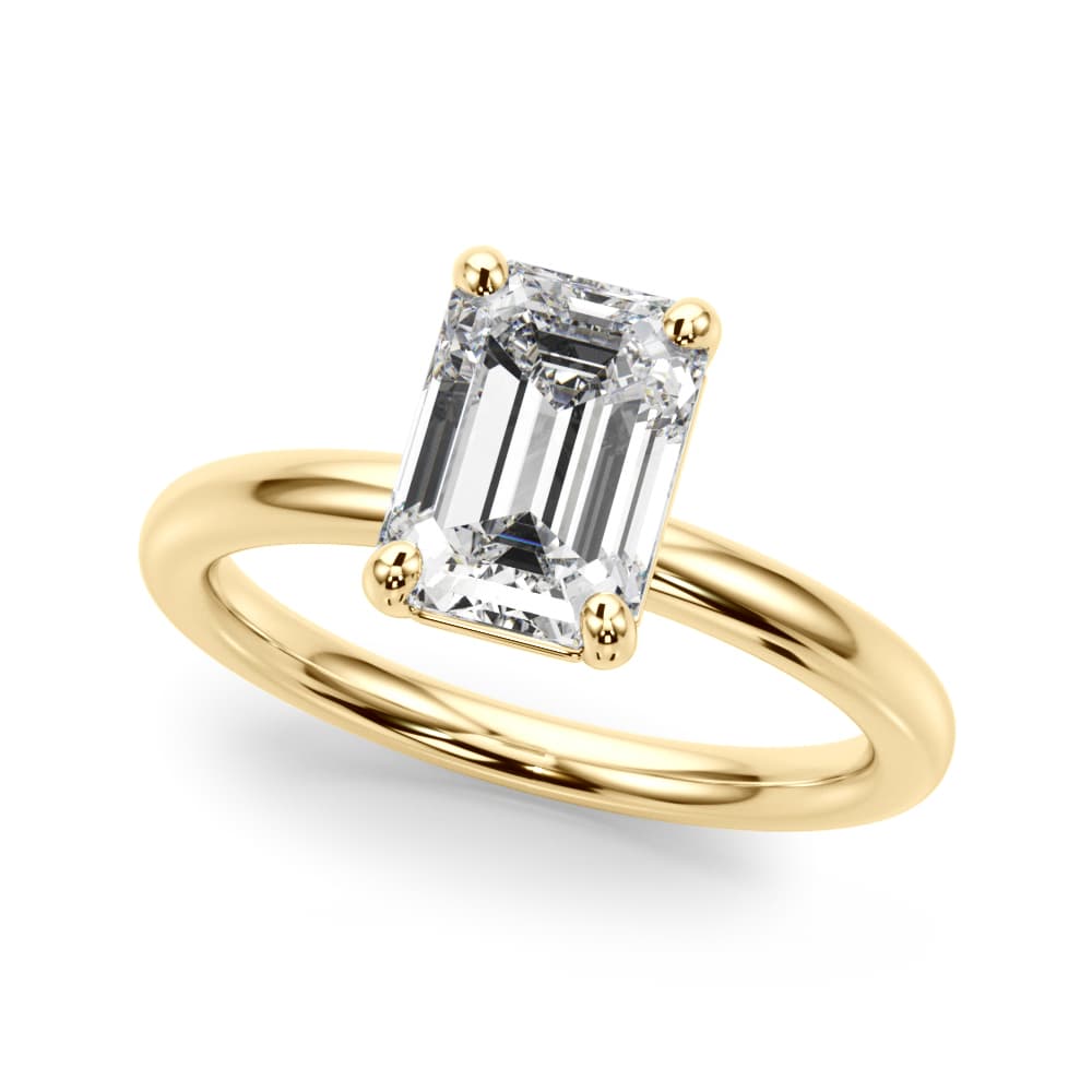 Solitaire Emerald Cut Engagement Ring, style 51275, Front view in yellow gold