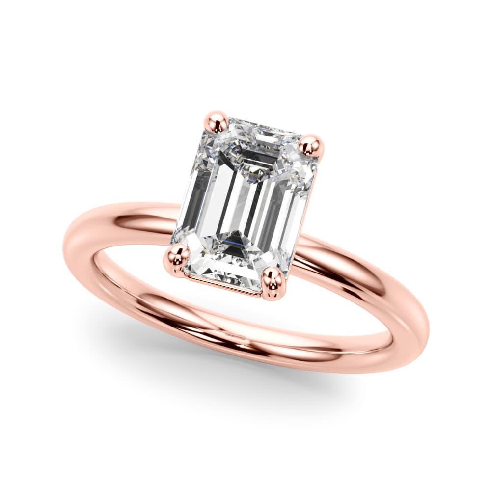 Solitaire Emerald Cut Engagement Ring, style 51275, Front view in rose gold