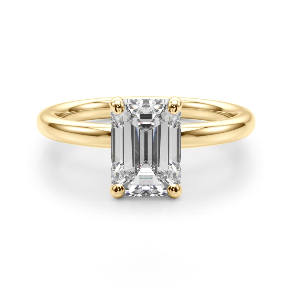 Solitaire Emerald Cut Engagement Ring, style 51275, Angle view in yellow gold