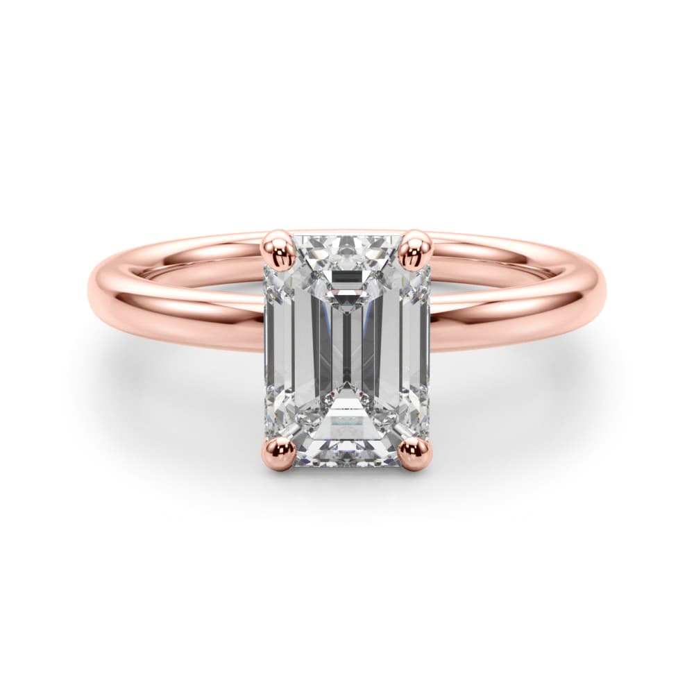 Solitaire Emerald Cut Engagement Ring, style 51275, Angle view in rose gold