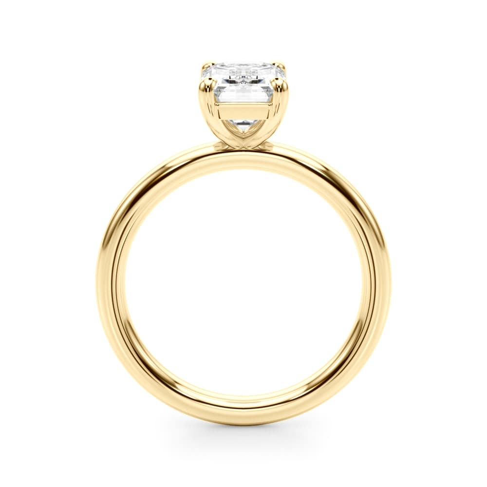 Solitaire Emerald Cut Engagement Ring, style 51275, Side view in yellow gold