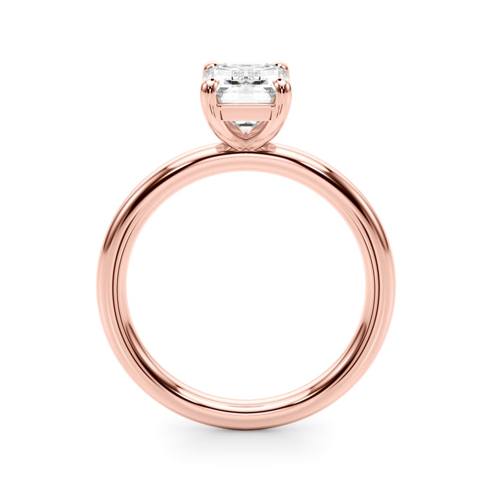 Solitaire Emerald Cut Engagement Ring, style 51275, Side view in rose gold