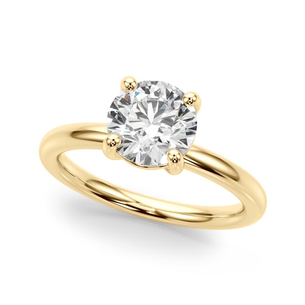 Solitaire Round Engagement Ring, style 51276, Front view in yellow gold