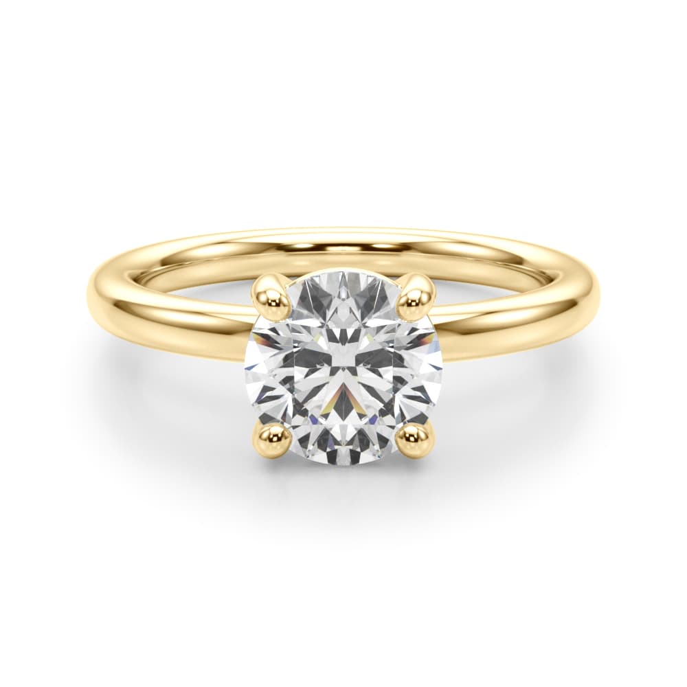 Solitaire Round Engagement Ring, style 51276, Angle view in yellow gold