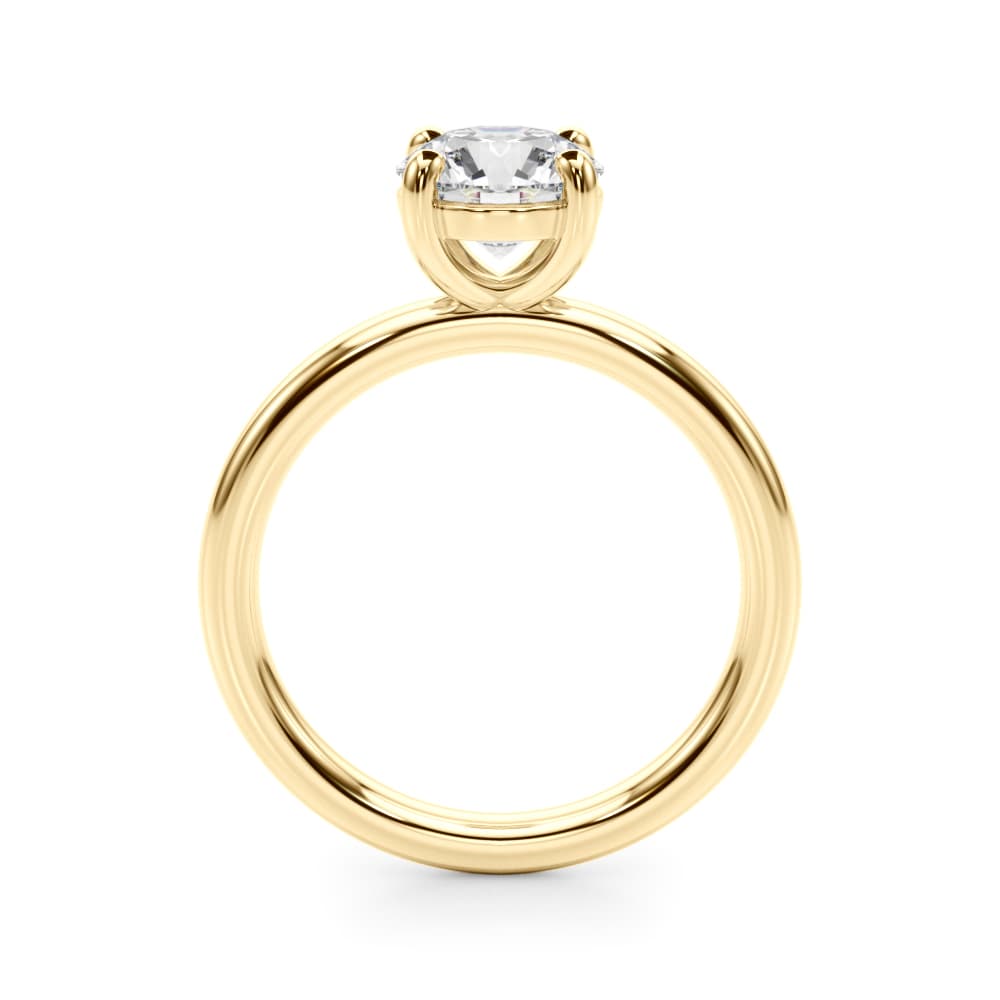 Solitaire Round Engagement Ring, style 51276, Side view in yellow gold