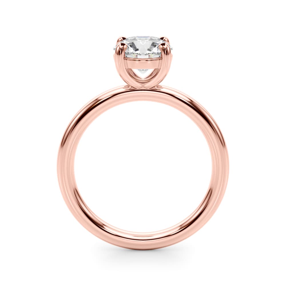 Solitaire Round Engagement Ring, style 51276, Side view in rose gold