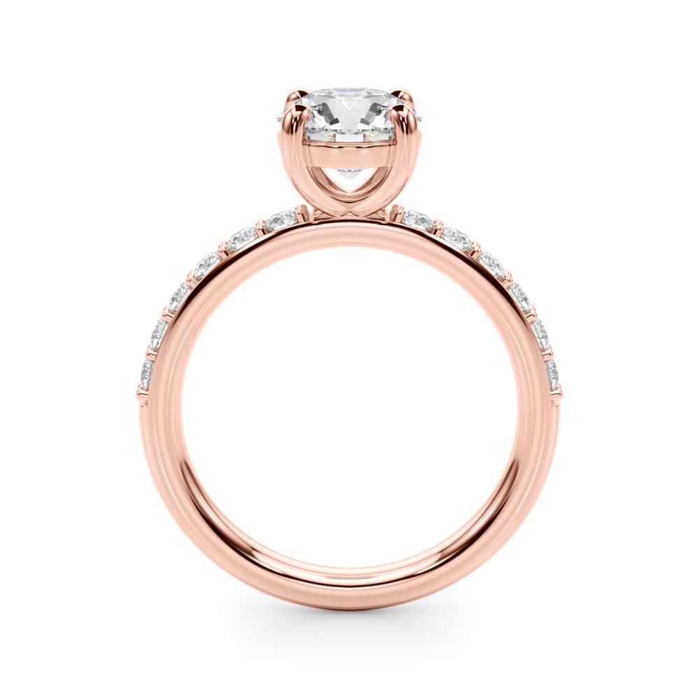 Single Row Round Engagement Ring, style 51277, Side view in rose gold