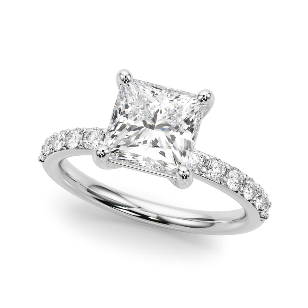 Single Row Princess Cut Engagement RIng — style 51278 in 10k White Gold