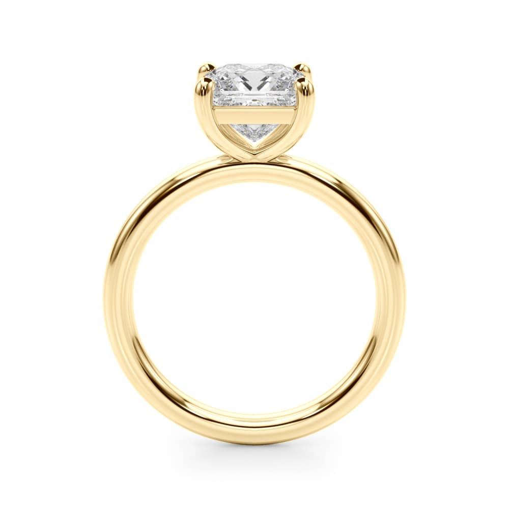 Solitaire Princess Cut Engagement Ring, style 51279, Side view in yellow gold